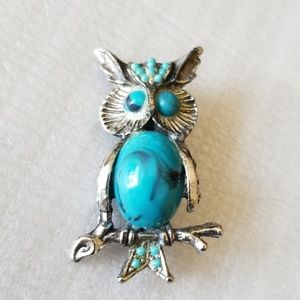 Tourquoise Stone Owl Pin Brooch